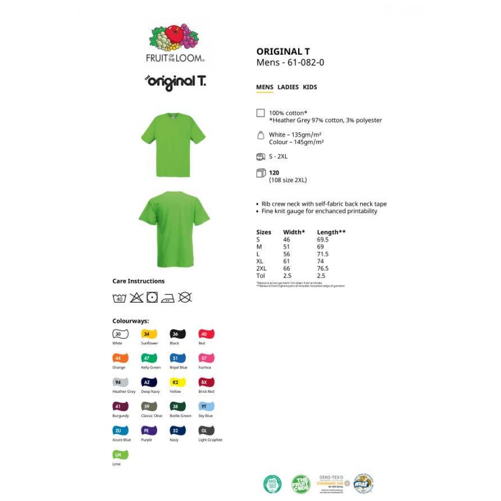 Ανδρικό Μπλουζάκι Fruit of the Loom, Original Full Cut
