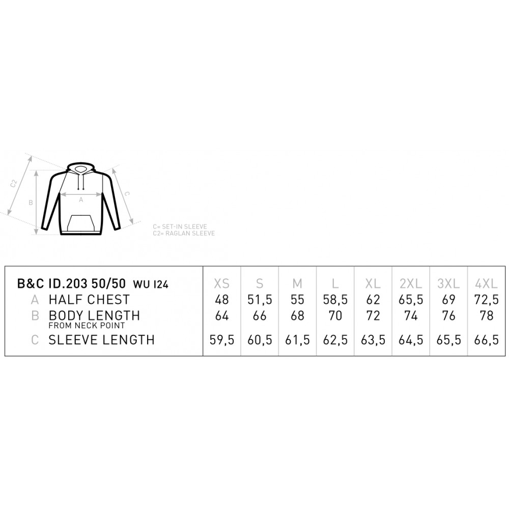 Unisex Φούτερ με Κουκούλα B&C, ID.203 50/50
